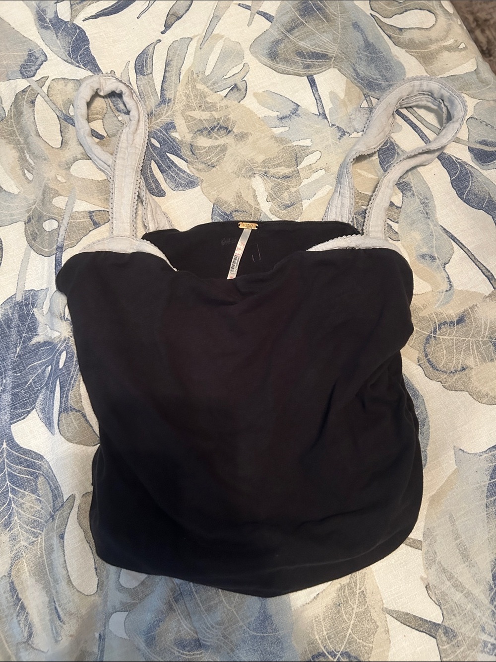 MOVING SALE Free People 2 tone tank Black Crop Tank with Light Gray Trim